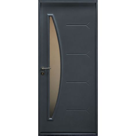 [jamais Utilise]porte D'entree Acier Vitree, Luna Gris Anthracite Ral 7016, H,215xl,90  P, Droit Cotes Tableau (n°19) Gd Menuiseries (1/3)