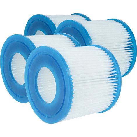 vhbw 4x Filter Cartridge Type VII compatible with Bestway Lay-Z-Spa Hawaii, Monaco, Miami Pool - Spare Filter Blue White (1/4)