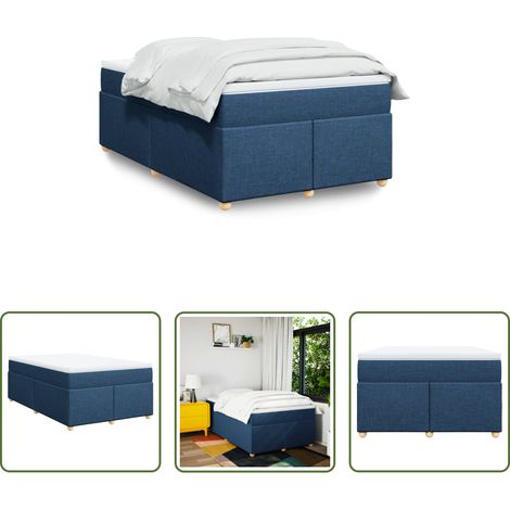 vidaXL Surmatelas - Sommier à lattes de lit avec matelas Bleu 120x200 cm Tissu (1/5)