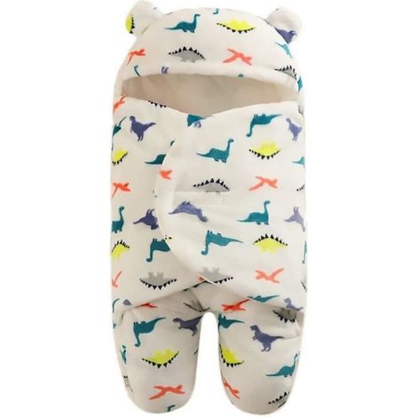 Couverture D'emmaillotage - Flanelle Et Coton - Pour Bébé 3 À 6 Mois - Hiver - Dinosaure - 78 X 90 Cm