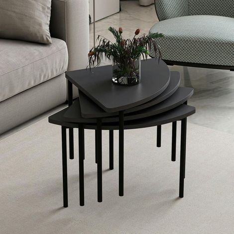 Table basse gigogne petit espace, finition anthracite JENA