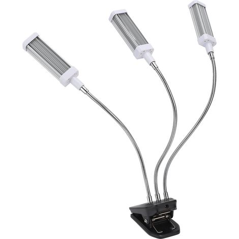 Lampe de croissance LED pour plantes grasses d'intérieur, orientable à 360°, avec minuterie et alimentation 100-240 V (argentée, prise européenne). (1/5)