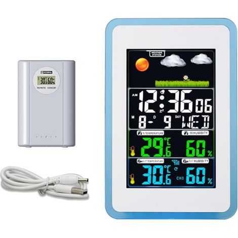 YMYNY Station Meteo Interieur Exterieur Sans Fil,Station Météo Sans Fil,Thermomètre Hygromètre Baromètre Intérieure Extérieure avec Capteur LED Ecran Rétro-éclairage Horloge 10 Fonctions en Une (1/5)