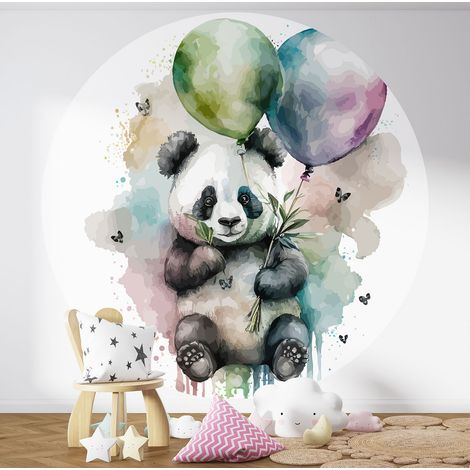 Papier peint rond / cercle Enfants - Panda - Diamètre 50 cm (1/3)