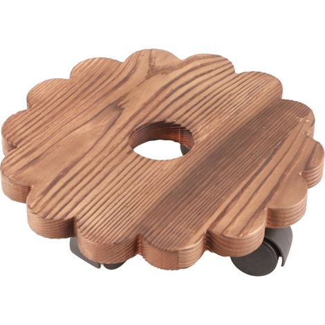 Support rond amovible en bois massif pour pot de fleurs (1/5)