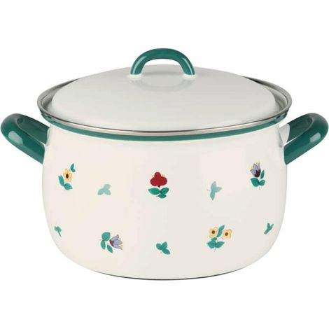 Riess Emaille Country Gmundner Streublumen marmite à viande avec couvercle Ø20 cm 3,5 litres (1/2)