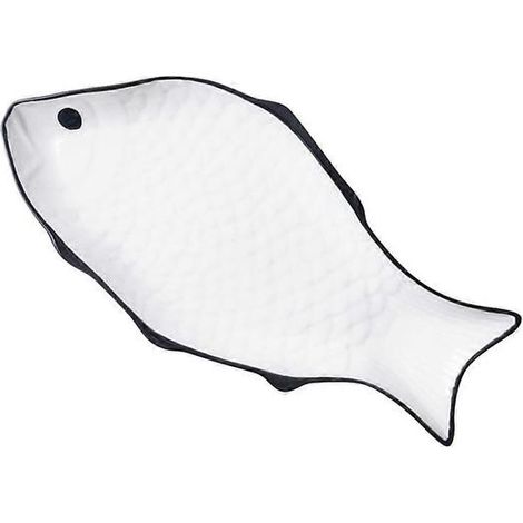 Assiette en céramique en forme de poisson, design minimaliste, usage professionnel, grand plat de service en forme de poisson, 1 pièce (1/5)