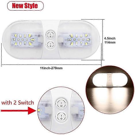 Plafonnier LED 12 V 24/48 avec interrupteur - Accessoires pour caravanes, camping-cars, bateaux, yachts, voitures et remorques (1/4)