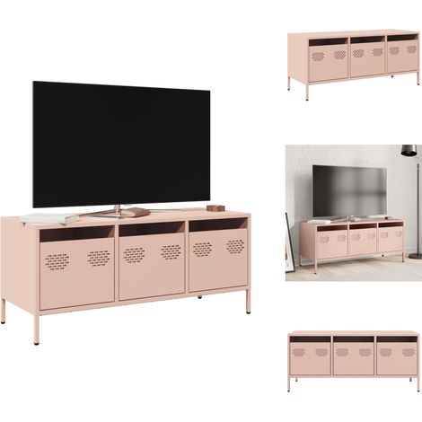 Meuble TV rose 101,5x39x43,5 cm acier laminé à froid - Meuble TV - Meubles TV - Support TV - Banc TV (1/5)