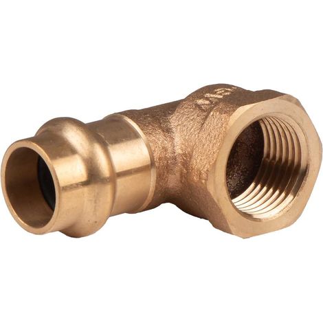 Kupfer Pressfitting Winkel 90° aus Rotguss 15 mm - 1/2" IG V+M-Kontur DVGW