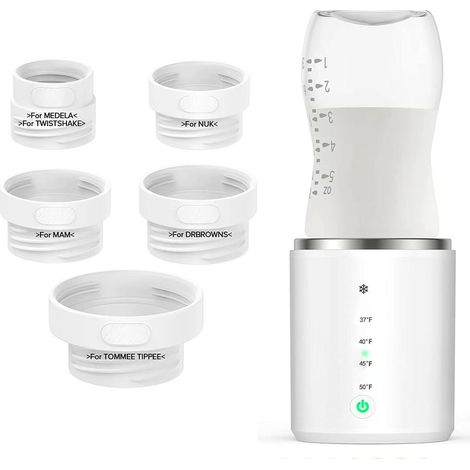 Chauffe-biberon rechargeable de voyage avec 5 adaptateurs, chauffe-biberon portable pour lait maternel ou lait maternisé, chauffage rapide en 3 minutes