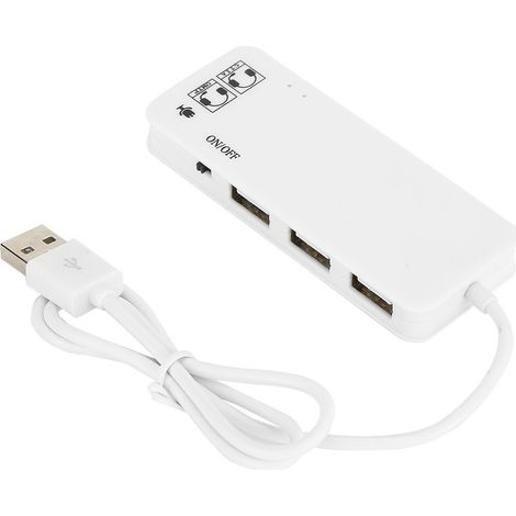 Hub USB 2.0 vers 3 ports USB 2.0 + prise casque/micro avec son 7.1 canaux, adaptateur et répartiteur de ports blanc (1/5)