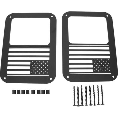 Rear light cover, Rear light Tail light Cover Guard Protector National flag style Fits for JK 07-18. (1/4)