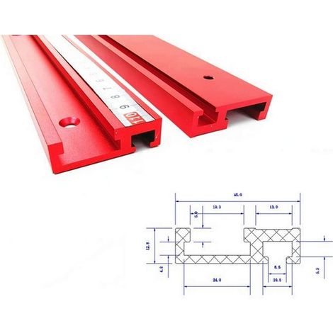 Rail en T, rail d’angle, 45 type de rail de guidage, rail en T en aluminium, gabarit de rail d’angle en T pour bricolage, mini-rail en T pour scie circulaire de travail du bois pour fixation de (1/5)