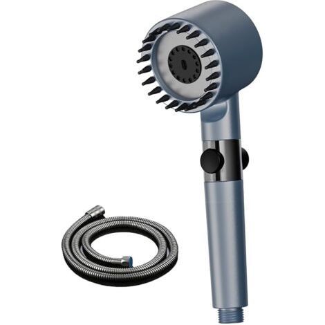 Pommeau Douche Economie Deau 4 Types de Jets Pommeau de Douche Anti Calcaire avec Tuyau Douche 1.5M (Dark blue) (1/5)