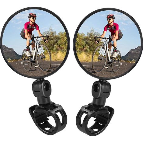 Verstellbare und schwenkbare Fahrradspiegel, Lenkermontage, 2er-Set - Konvexe Kunststoff-Rückspiegel für Mountainbikes und Rennräder (1/5)