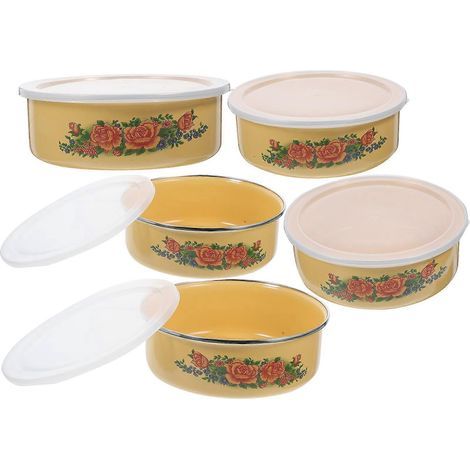 Set mit 5 Salatschüsseln mit Deckel zum Frischhalten von Speisen und Instantnudeln – Küchenzubehör – 18 x 6 cm (1/4)