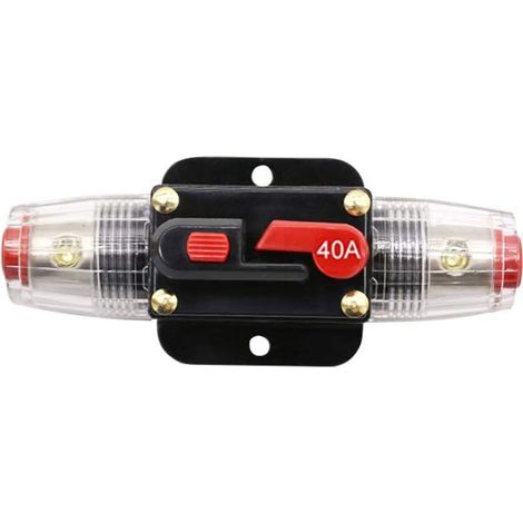 Porte-fusible de disjoncteur de voiture d'une seule pièce, porte-fusible en ligne de fusible Audio de voiture de commutateur de réinitialisation manuelle pour la Protection du système 40A (1/2)