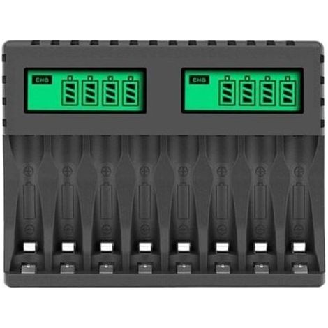 Chargeur de Batterie ÉCran LCD Chargeurs Intelligents Intelligents à 8 Emplacements pour Piles Rechargeables AA/AAA NiCd NiMh Chargeur AA AAA (1/4)