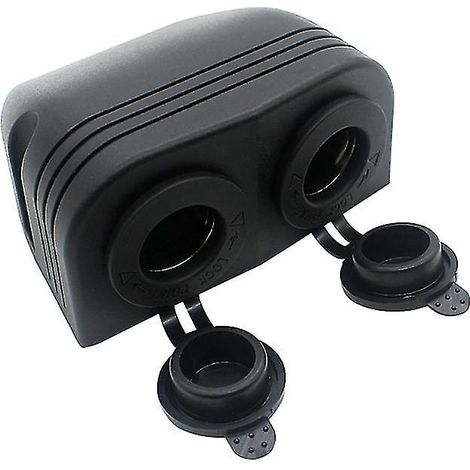 Wasserdichter 12V-Zigarettenanzünderadapter für Auto oder Boot, Doppelanschluss (schwarz) (1/3)