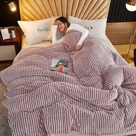 YMYNY Extra Karierte Decke, Karierte Fleecedecke (Rosa und Weiß, 120 x 200 cm) (1/4)