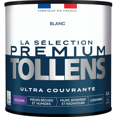 Tollens - Peinture intérieure couleurs - La Sélection Premium Velours - Ultra Couvrante - Blanc 0,5 L - 6m²