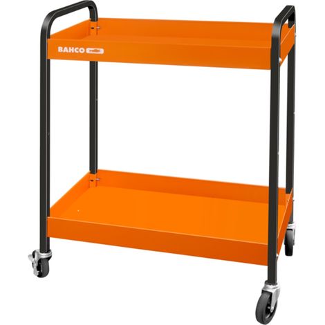 Bahco Rollwagen mit zwei Ablagen aus Aluminium, orange, 759 mm x 432 mm x 1025 mm (1/2)