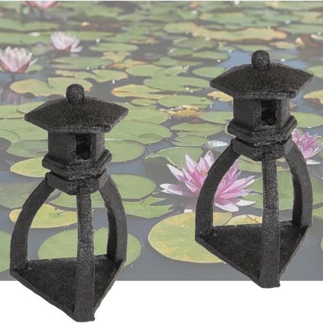 Lot De 2 Décorations De Bassin De Jardin, Pagode Noire, Zen, En Résine (1/4)