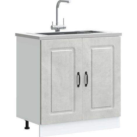 Spülenunterschrank Kalmar Betongrau 80x46x81,5 cm Holzwerkstoff