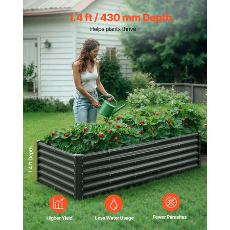 Potager Surélevé Métal 180x90x43 cm Carré Potager Surélevé Galvanisé Lit de Jardin Fond Ouvert Bac de Jardinage pour Culture de Lég… (1/5)