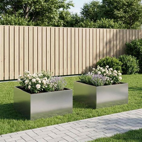 Cache-pot de jardin 2 pc Argenté 60 x 60 x 40 cm (1/5)
