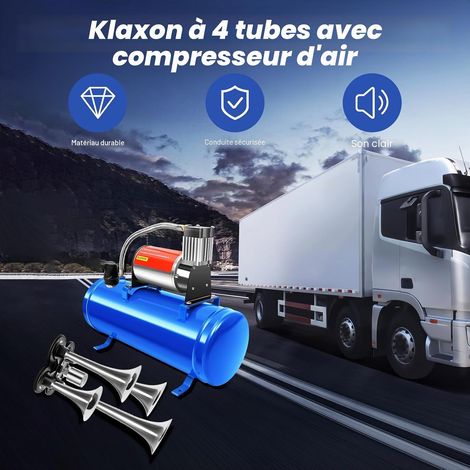 Compresseur d'air 6 l 12 V 4 Trumpet Train Kit de klaxon d'air portable, compresseur d'air 150 psi, système de compresseur d'air intégré, pour véhicule, voiture, camion, train, van, bateau, etc (1/5)