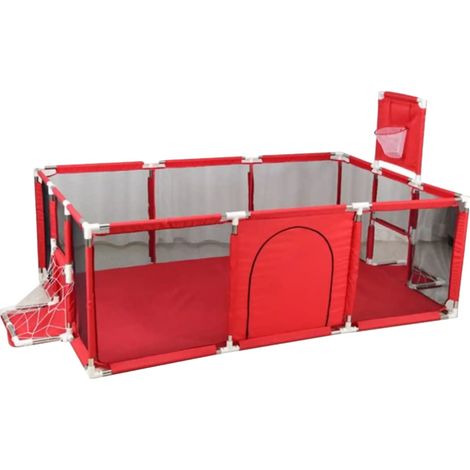 Parc pour bébé, Rembourrage doux, Centre d'activités intérieur extérieur, Porte de football rouge 2 (1/2)