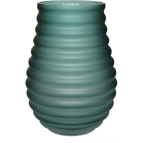 Vase décoratif en verre soufflé à la bouche vert satiné pour table, buffet et cuisine - PANGIVO (1/3)