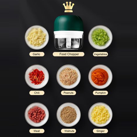 Ortviai Hachoir Électrique Mini pour Ail et Légumes, 250 ml, Rechargeable USB, Acier Inoxydable (1/4)