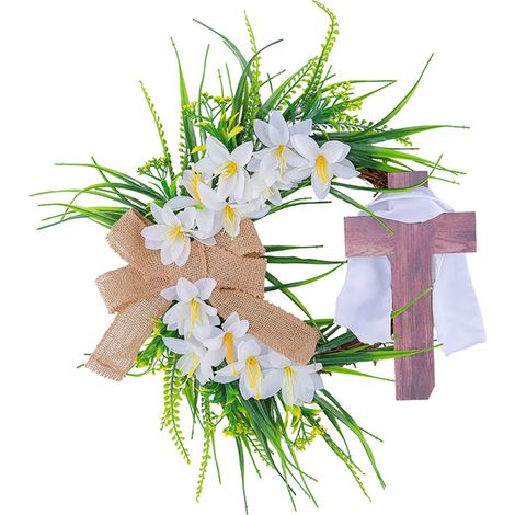 1 Couronne de Pâques, décorations suspendues, matériaux stables, boucles d'accrochage, pour porte et mur (1/5)