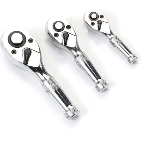 Jeu de clés à cliquet 72 dents, kit douille dégagement rapide 1/4", 3/8", 1/2", pour réparation automobile, outils main professionnels (argent) argenté - (1/4)