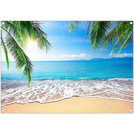 2,1x1,5 m Toile de Fond Plage Estivale océan Tropical et Ciel Bleu (1/5)