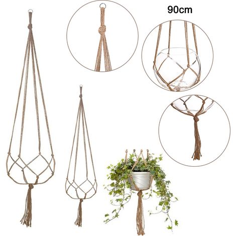 Hängender Blumentopfhänger aus Seil – Strapazierfähiges Seil, 90, 105, 122 cm – Für drinnen und draußen (1/5)