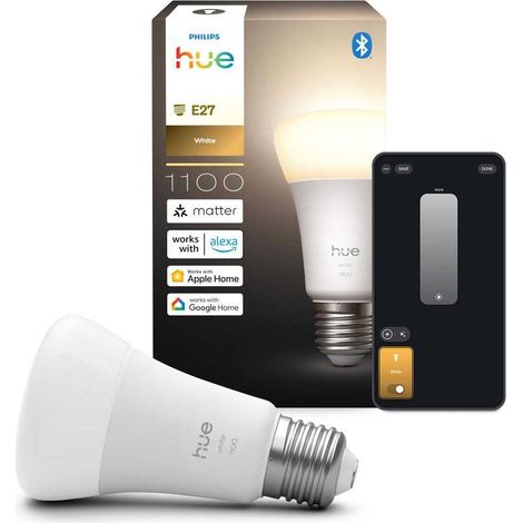 Bombilla LED conectada A60 - PHILIPS HUE - Luz blanca cálida - 2700K - Casquillo E27 - 9,5 W - 1100 lúmenes