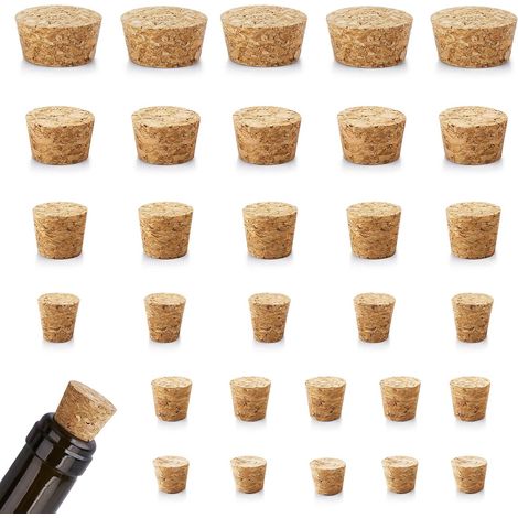 Lot de 30 bouchons de liège, bouchons de vin, bouchons en bois pour bouteilles de vin, bouchons de rechange coniques, bouchons pour la fabrication de verres (1/5)
