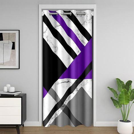 Violet Gris Noir Rideau de Postal Collage Géométrique Triangle Stripe 86x203 Rideau de Postal Porte pour Enfant Filprivacy,Blanc Marbre Rideau de Séparation de Chambre Lignes Géométriques Cachées - 86 (1/5)