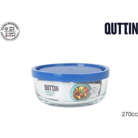 fiambrera taper redondo cristal con tapa frigo 11x4.5 cms 270 cc.quttin