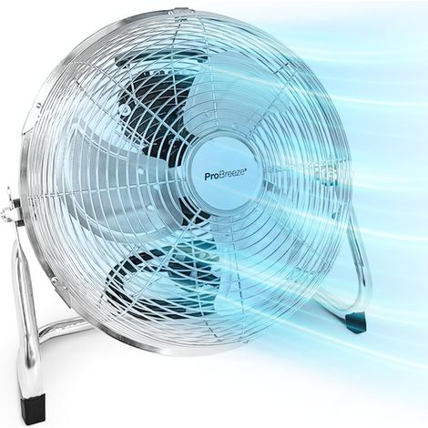 1 Ventilateur De Sol 30,5cm Métal Inox, 3 Vitesses Réglables, Moteur 50W Puissant, Pour Chantier Et Bureau