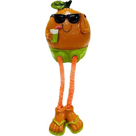 Petite statue de fruit avec jambes pendantes, en résine, amusante pour le bureau, le salon ou la maison. (1/4)