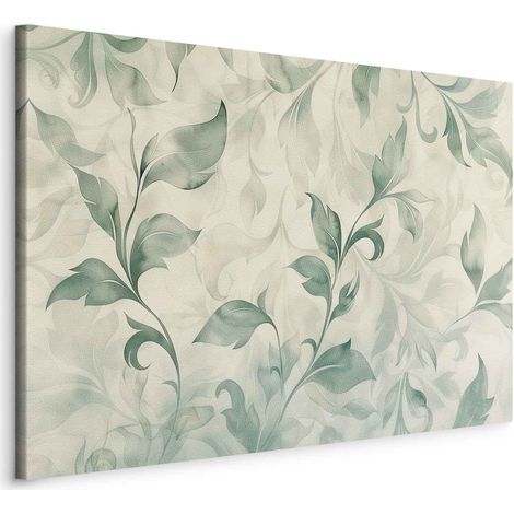 Pintura - Motivo botánico en acuarela: delicadas hojas verdes y beige / Hojas verdes y beige en acuarela (1/3)