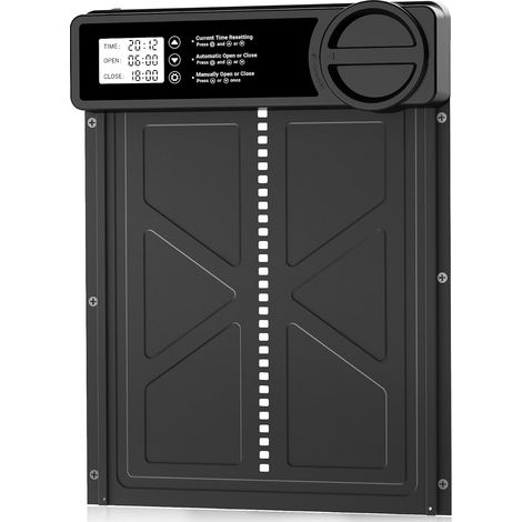 Grande porta automatica per pollaio con display LCD, funzione manuale e timer  Alluminio  Porta anti-inceppamento a batteria (1/5)