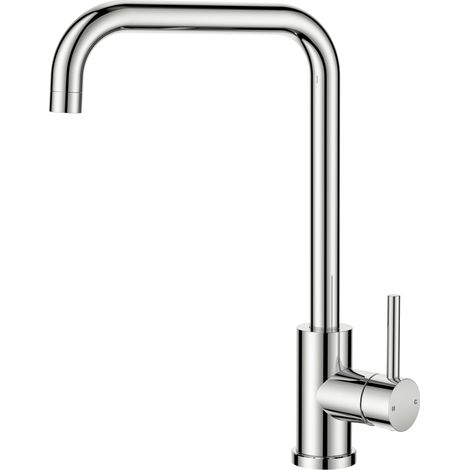 Robinet Cuisine, Mitigeur Cuisine Douchette, Pivotant à 360, Acier Inoxydable, Forme en L Monolevier pour 1 Trou, Hauteur du Robinet 371 mm, Chrome Poli (1/5)