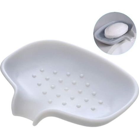 Selbstreinigende, graue Silikon-Seifenschale mit Abtropfschale für Bad, Dusche und Küchenspüle – wasserdicht und langlebig (1/5)