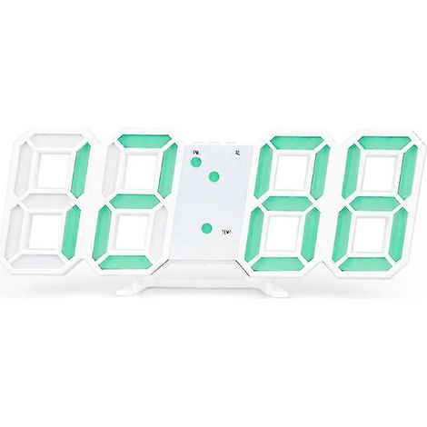 Grand réveil numérique 3D LED mural/de bureau avec fonction snooze, réglage automatique de la luminosité 12/24 heures, interface USB, vert. (1/5)